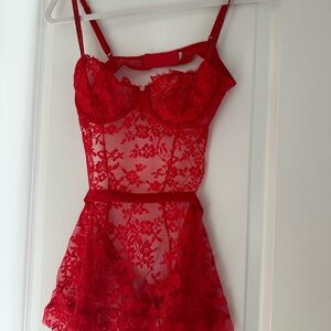 Victoria's Secret Red Lace Chemise
